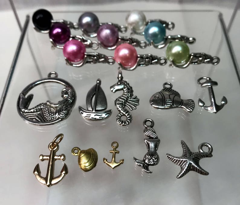 Ball or Lace-Chain Necklace Mermaid Scales Necklace with Charm Choice of Charm Mermaid Scales in Mini Vial