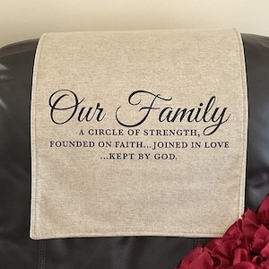 Headrest Cover for furniture&quot; Our Family&quot; Inspirational words slipcover