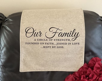 Headrest Cover for furniture&quot; Our Family&quot; Inspirational words slipcover