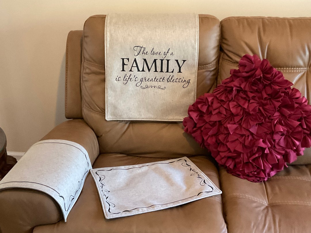 3 PC. Headrest Cover With Armrest Covers Set Furniture Protectors