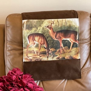 headrest covers slipcover with two Deers furniture protectors for sofas loveseats recliners theater seats RVs outdoor Log cabin man cave