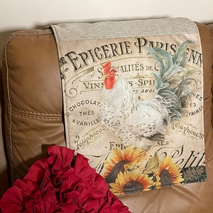 Headrest cover Rooster and Sunflowers design kitchen home decor furniture protector dining room chairs sofas loveseats recliners slipcovers