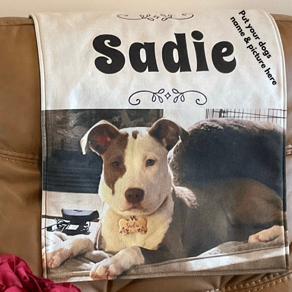 Headrest Cover with your favorite pet picture and name. Slipcover for Pet lovers furniture protectors sofas loveseats recliners reversible.
