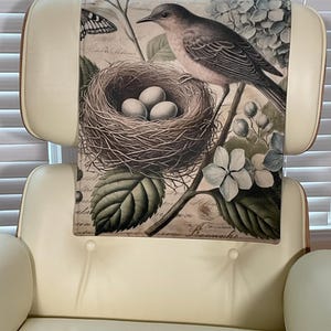 Gorgeous headrest cover with “BIRD&NEST” design. Slipcover