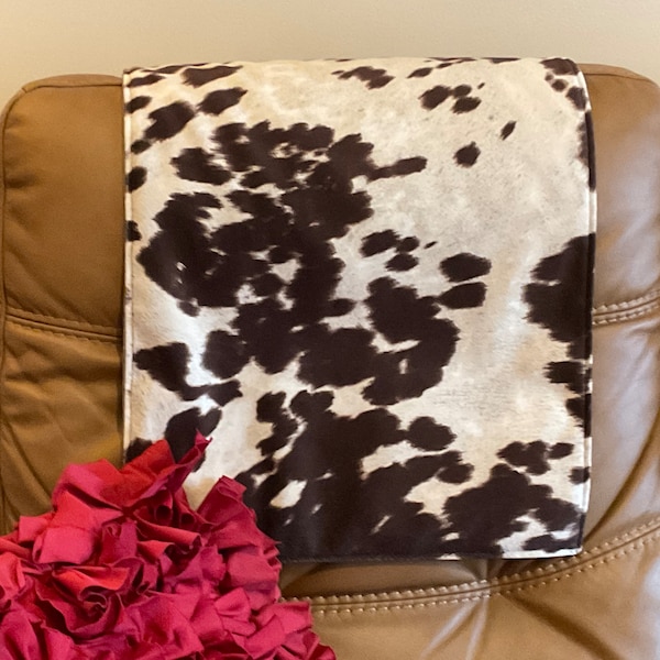 Cow print headrest cover slipcover furniture protectors reversible fabric sofas loveseats recliners theater chair RVs farm style home decor