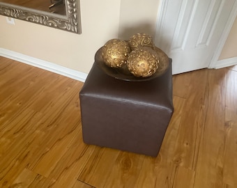 Beautiful Brown Vinyl Ottoman- 17x17
