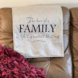 Headrest Cover with Inspirational wording&quot;Family&quot; 17x27