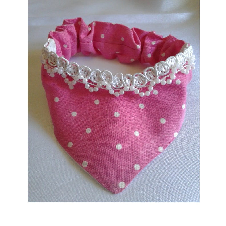 Dog Bandana in Hot Pink and Pearls with Elastic Neckline image 1