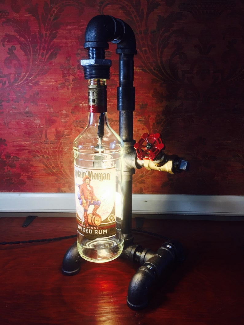 Steampunk Style Lamp Made With A Repurposed Captain Morgan Spiced Rum Bottle