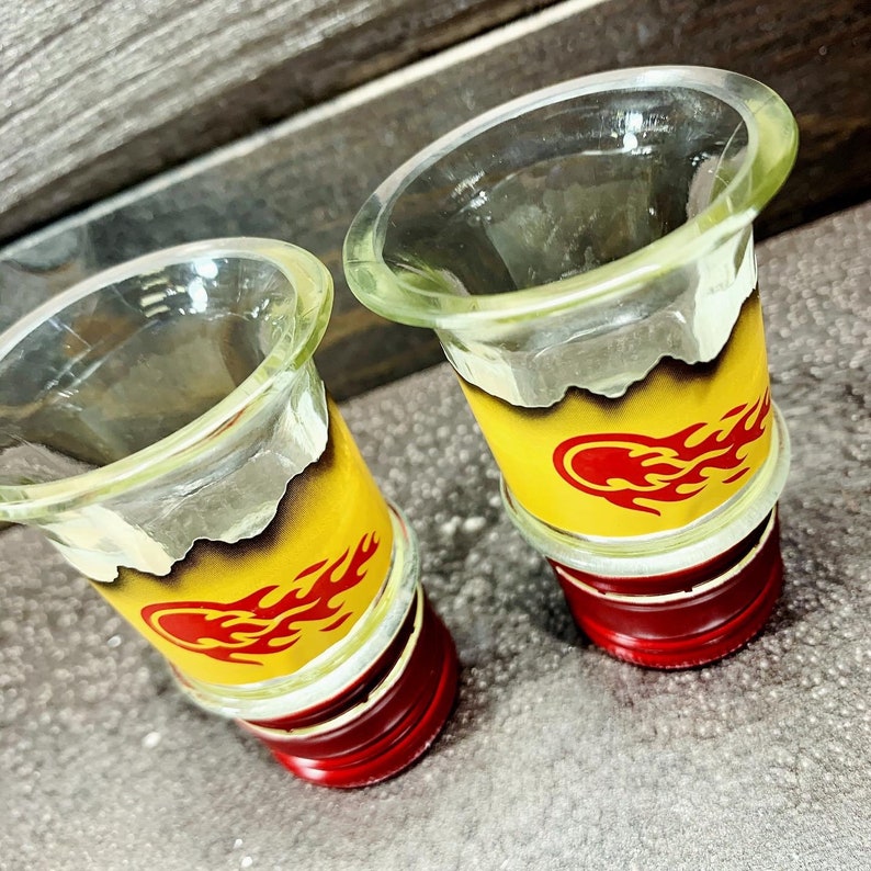 Shot Glasses made from Repurposed FIREBALL CINNAMON WHISKEY Etsy