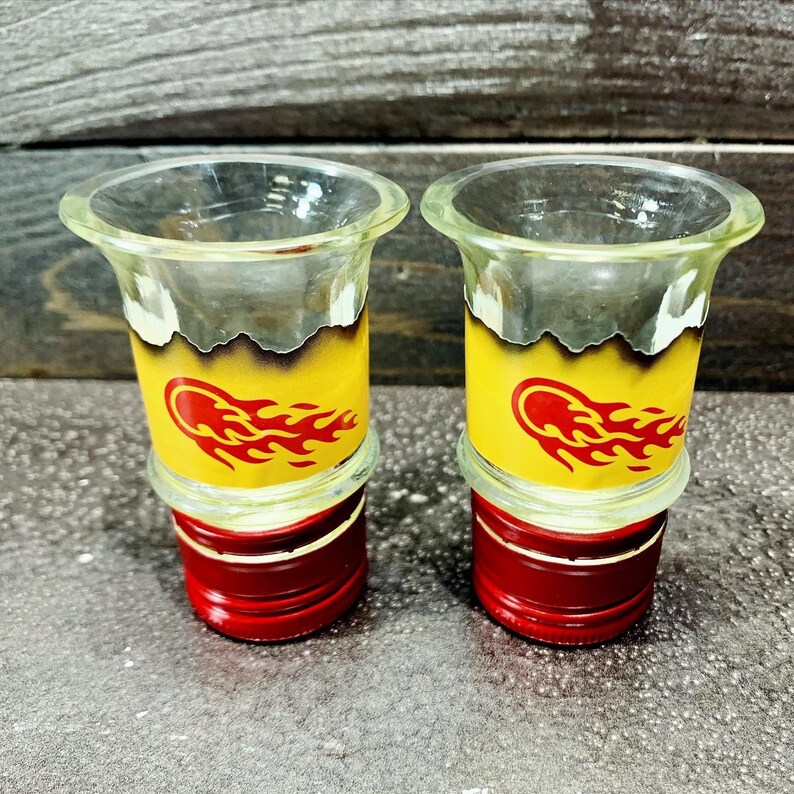 Shot Glasses made from Repurposed FIREBALL CINNAMON WHISKEY Etsy