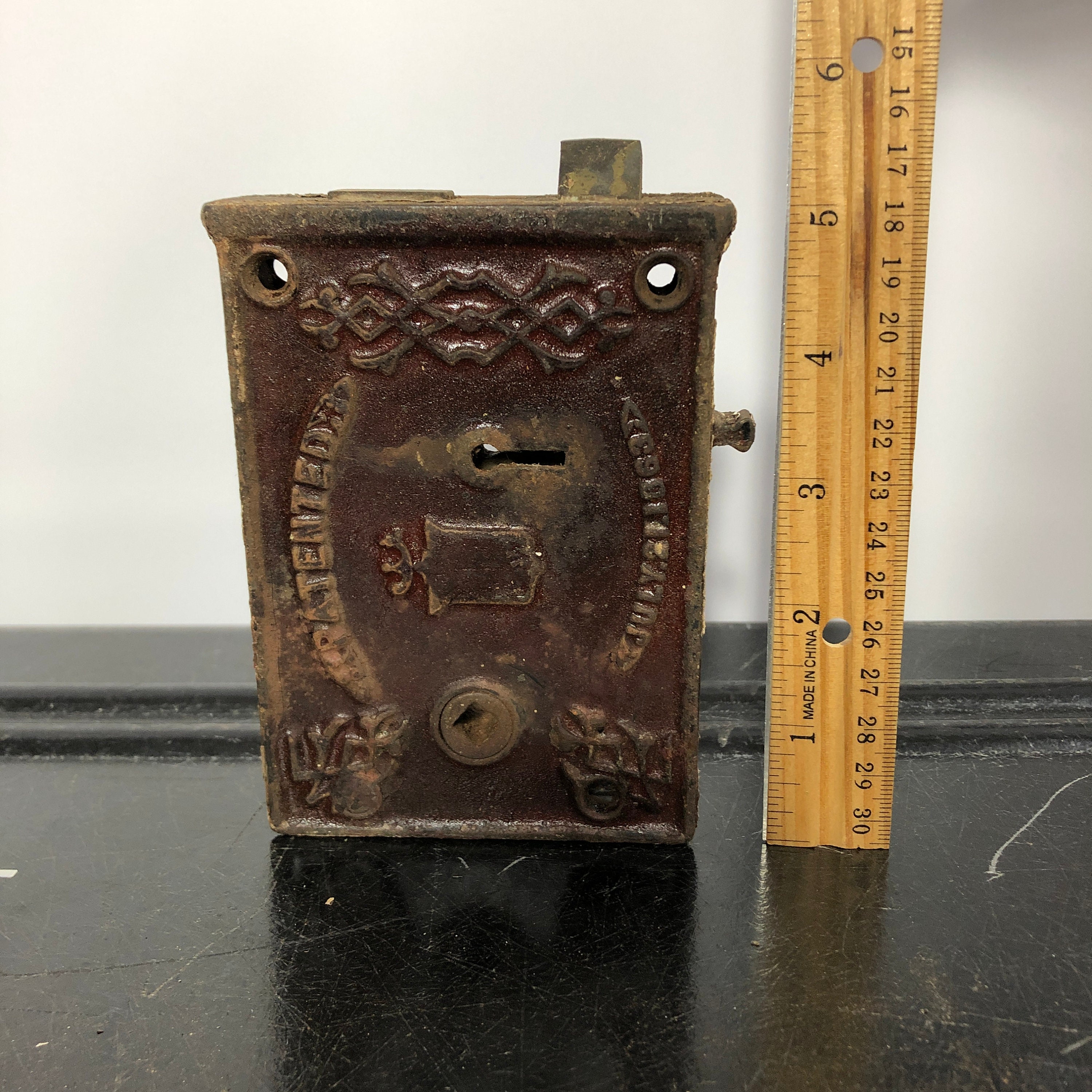 Antique Branford Lock Works 1863 Decorative Rustic Rim Box Door Lock Etsy