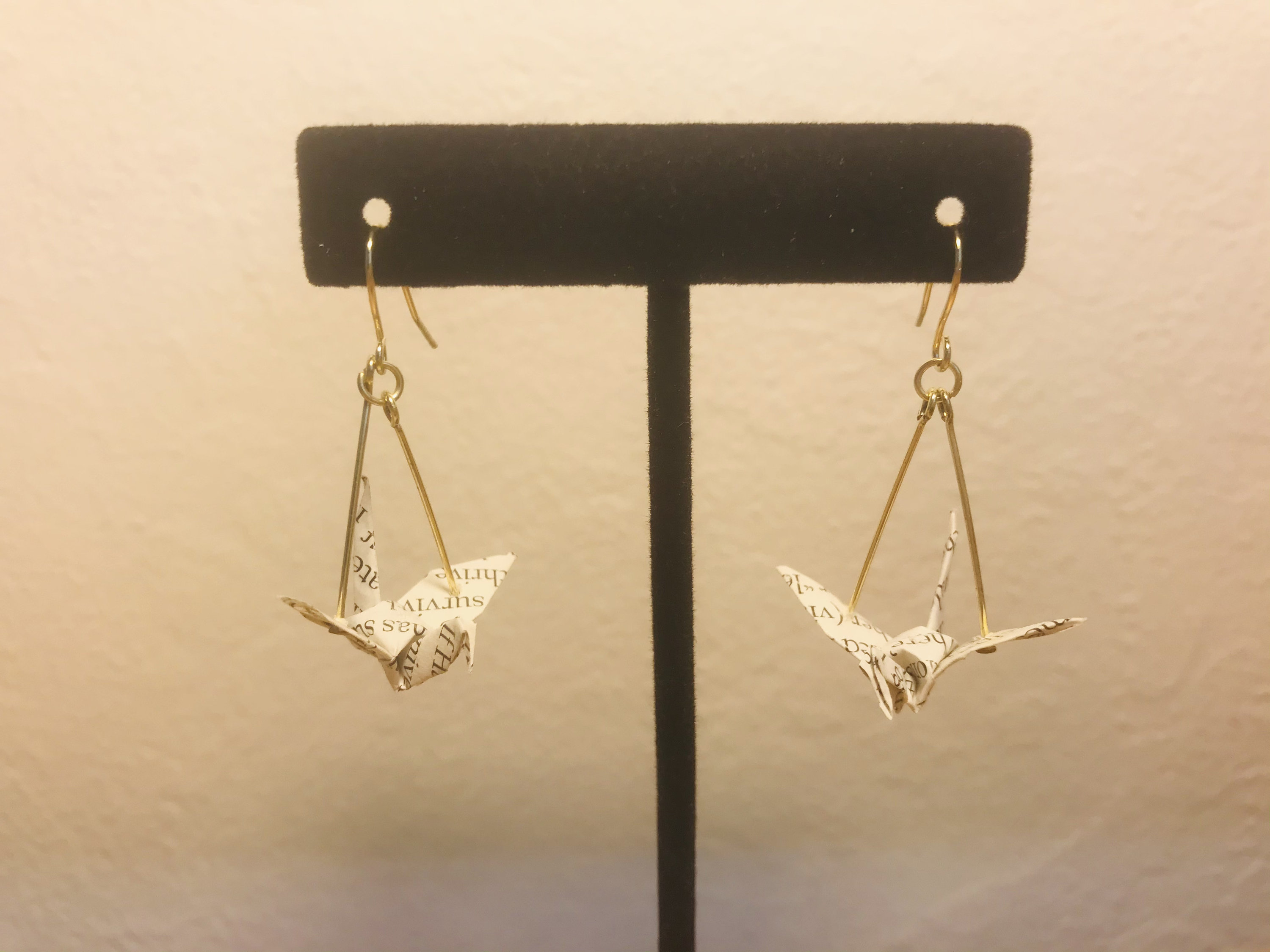 Paper Crane Earrings Etsy