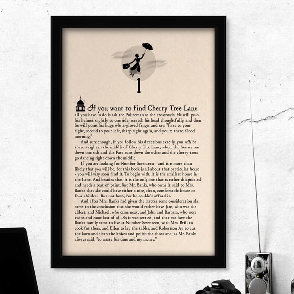 Mary Poppins Book Page Art Print