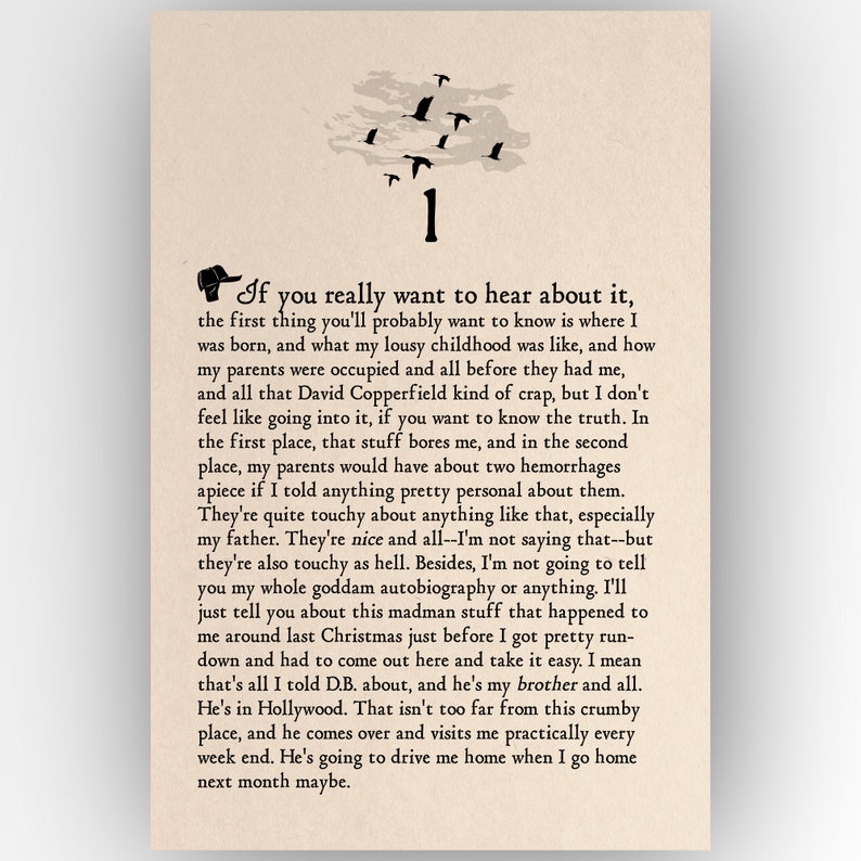 Catcher in the Rye Book Page Art Print Etsy