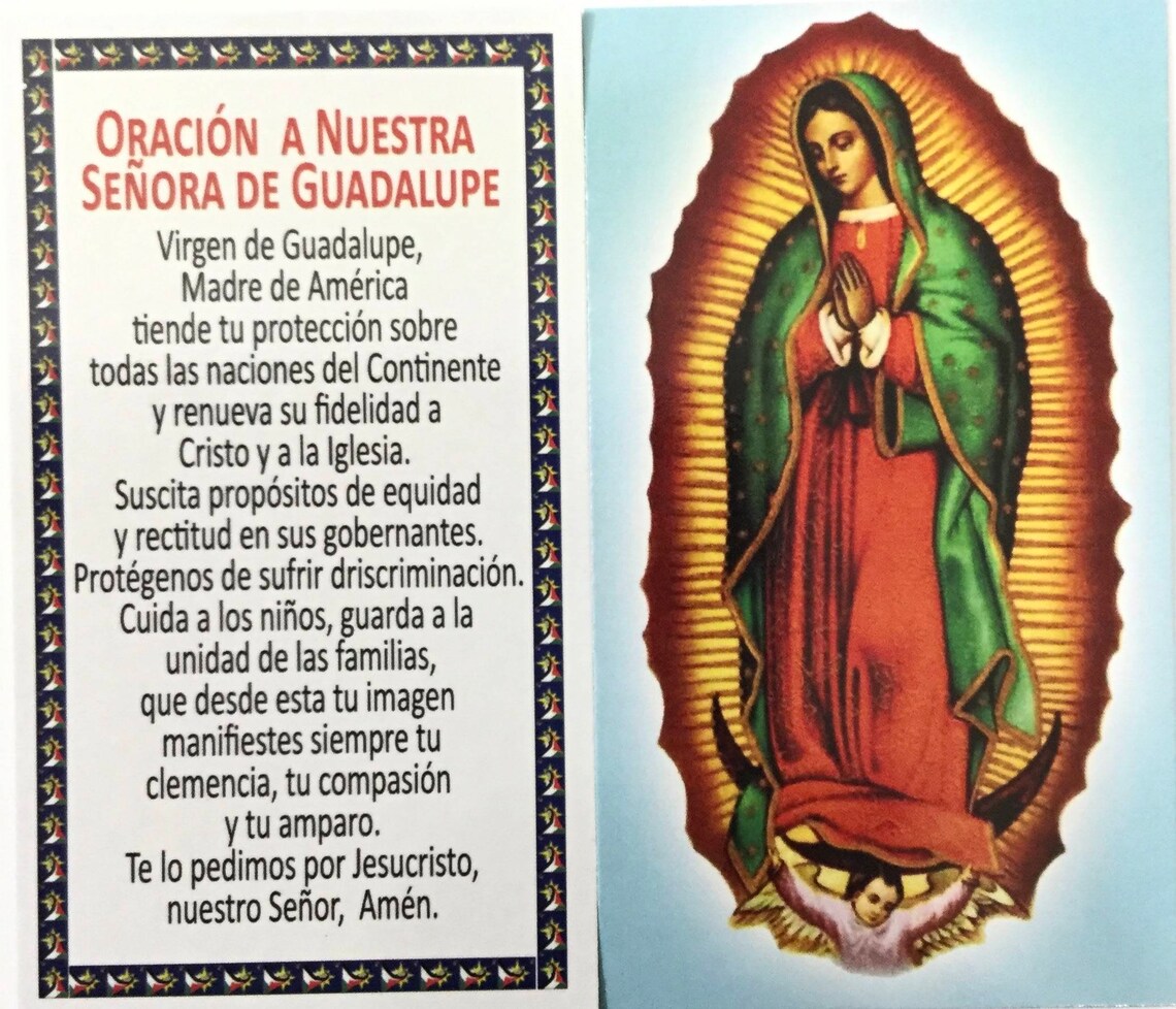 100 Catholic Spanish Holy Prayer Card our Lady of Guadalupe Etsy