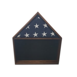 Walnut Burial Flag Shadow Box, Holds 5'x9.5' Burial Interment Flag, Engraving Options, Army, Navy, Marines, Air Force, Coast Guard