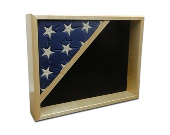 Engraved Maple Flag Display Shadow Box: Veteran Handcrafted