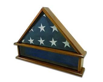 Personalized Walnut Burial Flag Display Case with Shadow Box