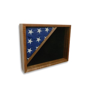 Walnut 14"x18" Shadow Box, Flag Display Case, Holds a Folded 3'x5' Flag, Engraved/Personalized, Army, Navy, Marines, Air Force, Coast Guard