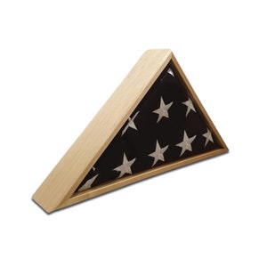 Maple Burial Flag Display Case: Veteran Made, Glass Engraving