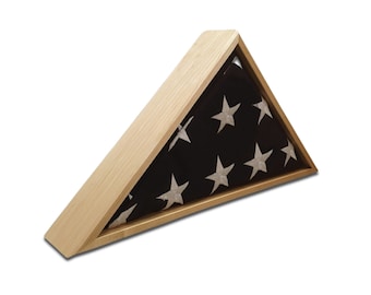 Maple Burial Flag Display Case: Veteran Made, Glass Engraving
