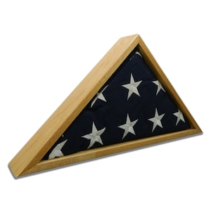 Oak Burial Flag Display Case: Veteran Made, Fits 5x9.5&#39; Flag