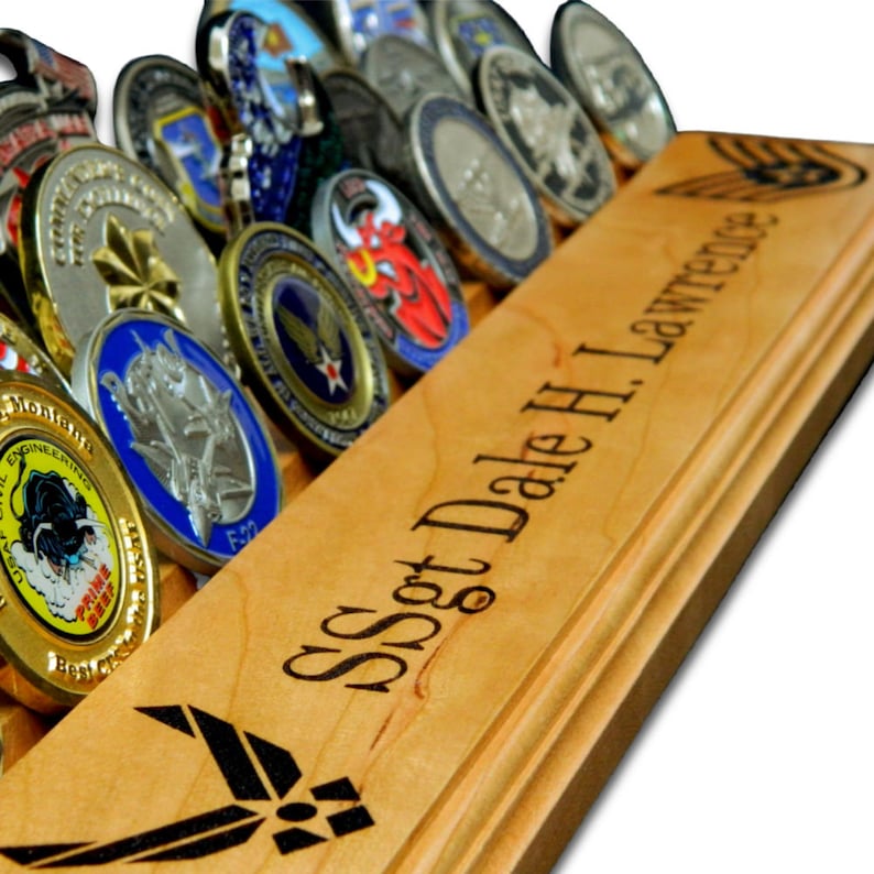 Unique Army Coin Racks Personalized Military Challenge Coin Rack: Engraved Wooden Display - Etsy