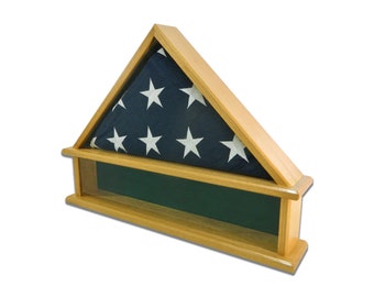 Oak Burial Flag Display Case: Displays a 5'x9.5' Flag, Shadow Box
