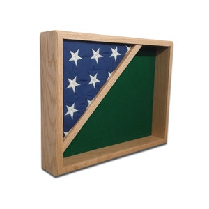 Engraved Oak Flag Display Shadow Box: Veteran Handcrafted (14&quot; x 18&quot;)