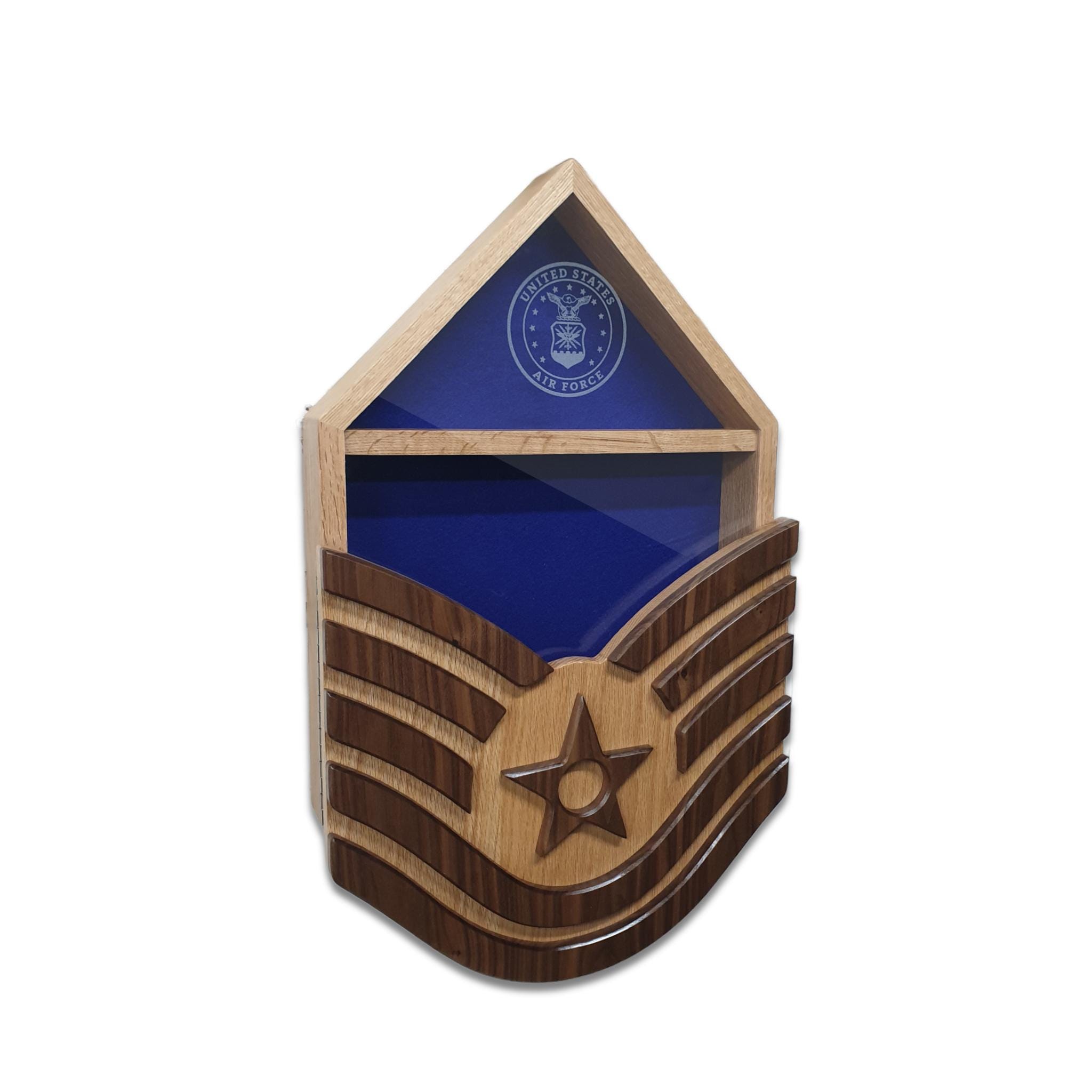 Air Force Tsgt Retirement Shadow Box: Veteran Made Oak & Walnut