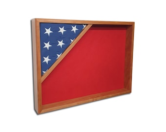 Cherry Hardwood Flag Display Case Shadow Box - Veteran Gift (18"x24")