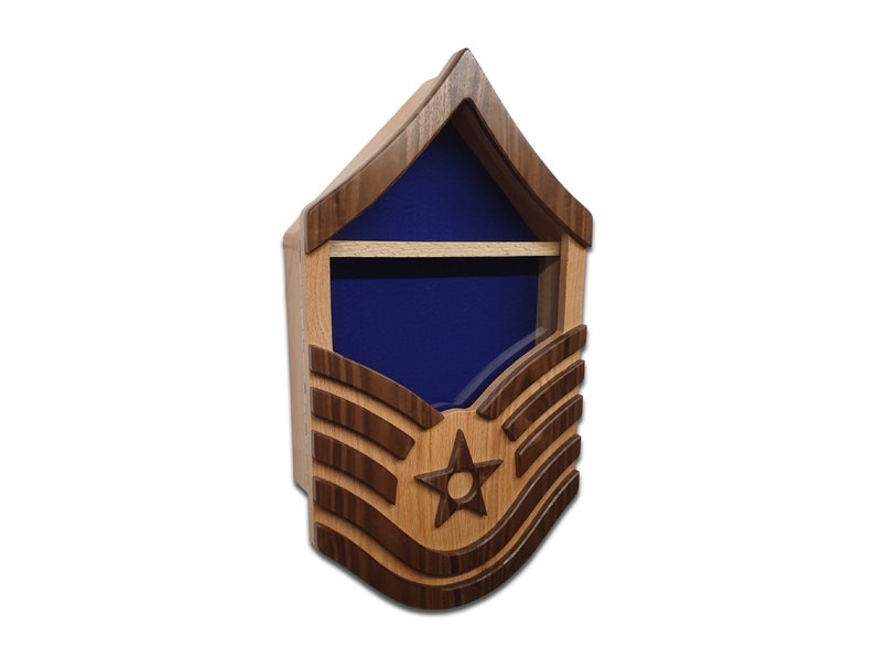 Air Force Msgt E7 Retirement Shadow Box, Master Sergeant Rank, Holds 3