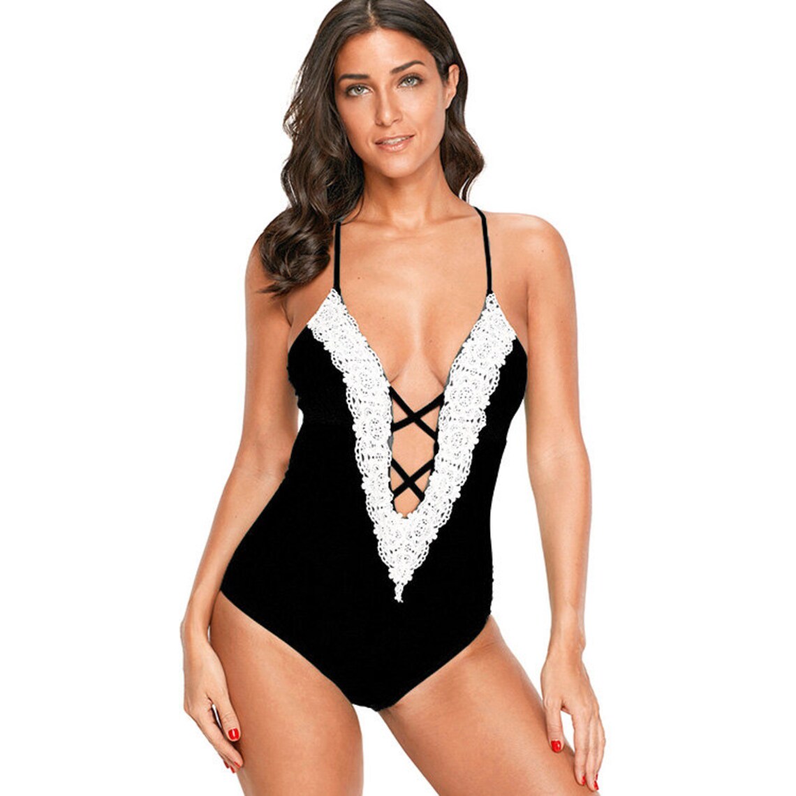 One piece swimsuit lace medium petite in Black Summer wear Etsy