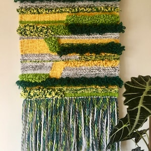 Sings of Spring hand woven wall tapestry, fiber art, handmade wall textile, wall weaving, perfect for nursery, bedroom, one-of-a-kind gift.