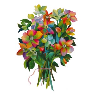 Carte de vœux florale moderne avec enveloppe, carte vierge à l’aquarelle florale, carte de vœux de printemps, carte de note pliée, papeterie vierge.