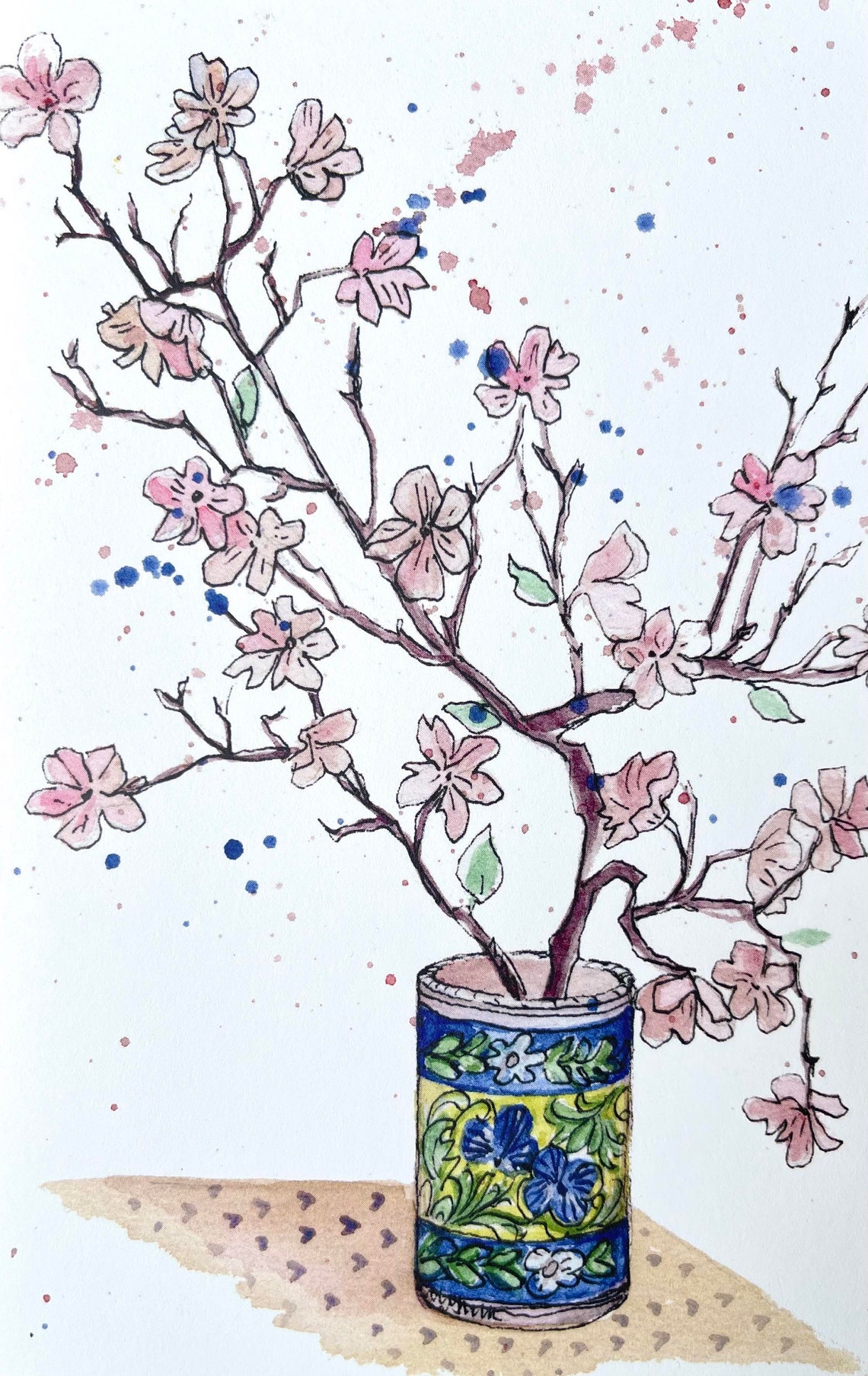 Watercolor Cherry Blossom Greeting Card: Floral Note Card - Etsy
