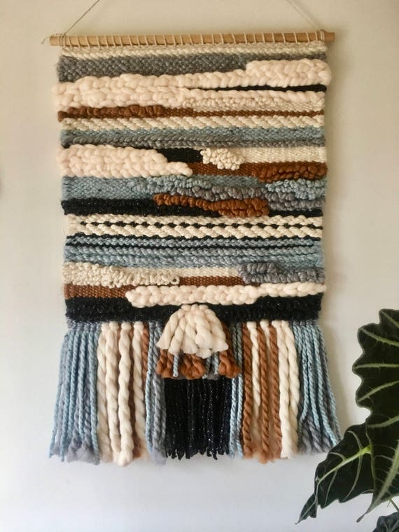 Handmade Woven Wall Tapestry: Fiber Art Textile Weave, 20x33 - Etsy