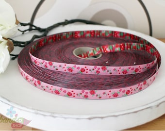 Weaving ribbon roses pink 12 mm 1 meter