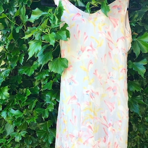 1930’s Floral Bias Cut Silk Chiffon Dress with Slip and Rhinestone Clasp Belt