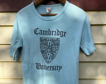 Vintage 1960’s/70’s Baby Blue Cambridge University Cotton Tee / T-Shirt