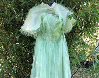 Vintage 1930’s Pale Green Gown with Capelet