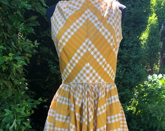 1950’s Golden Gingham Cotton Summer Dress
