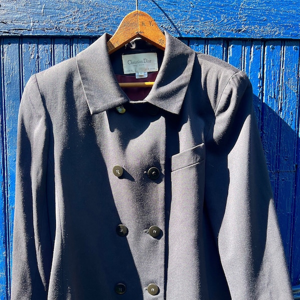 Vintage 1980’s Christian Dior Navy Peacoat Style Suit Jacket