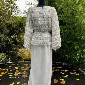 1960’s Sparkly Silver Dress with Gold + Silver Lace Blouse