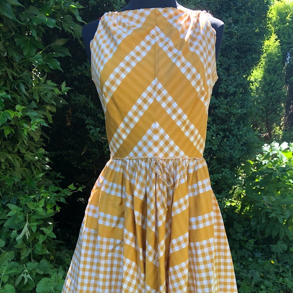 1950’s Golden Gingham Cotton Summer Dress