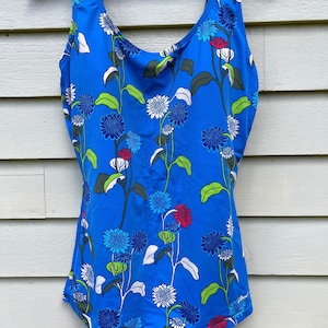 Vintage 1980’s Blue Floral One Piece Swimsuit