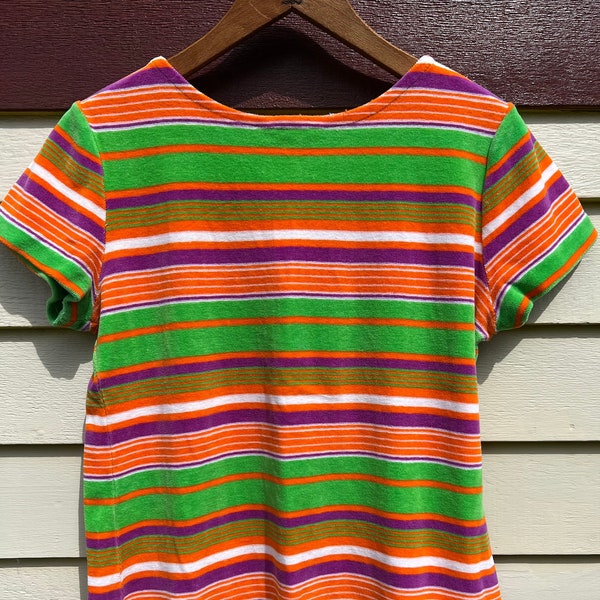 Vintage 1960’s Bright Velour Stripe Top by Glenbrooke Jr.