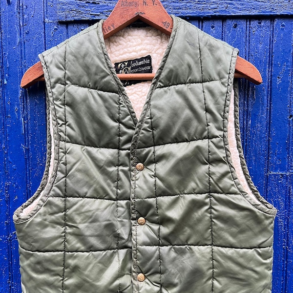 RARE FIND: 1950’s Columbia Sportswear Quilted Vest with Sherpa Lining