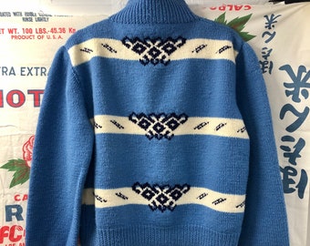 Vintage 1960’s Baby Blue Nordic Sweater Jumper Pullover